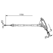 Bosch Handbrake Cable Front fits Peugeot 406 1995-2004 1.6 1.8 1.9 2.0 2.1 2.2