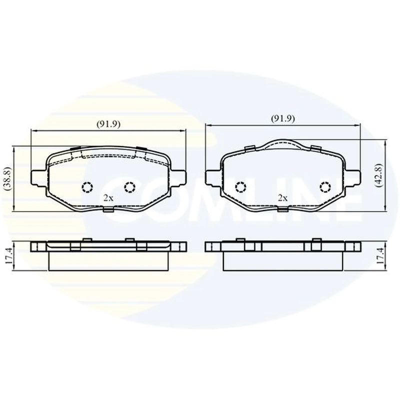 Comline 4 x Rear Brake Pad Set fits Citroën C4 III 2020-2021 1.2 1.5