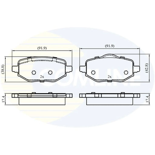 Comline 4 x Rear Brake Pad Set fits Citroën C4 III 2020-2021 1.2 1.5