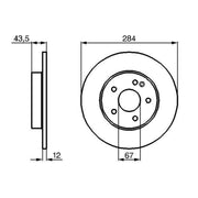 Bosch 2 x Solid Brake Discs fits Mercedes-Benz C-Class 1993-2000