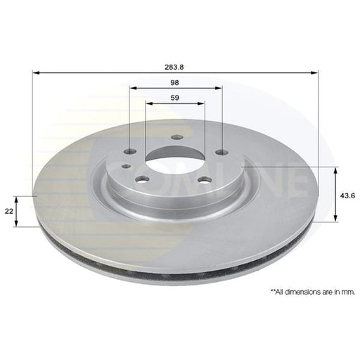 Comline Rear Brake Internally Vented Discs & Pads fits Fiat Tipo 2020 on 1.0