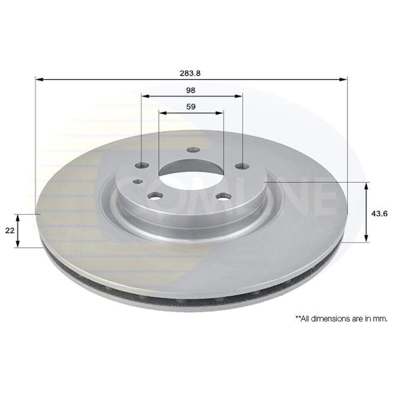 Comline Rear Brake Discs & Pads fits Fiat Tipo 2016-2020 1.4 1.6