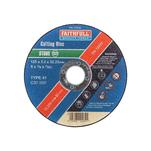 Faithfull Stone Cut Off Disc 125 x 3.2 x 22.23mm Faithfull - Dynamic Drive
