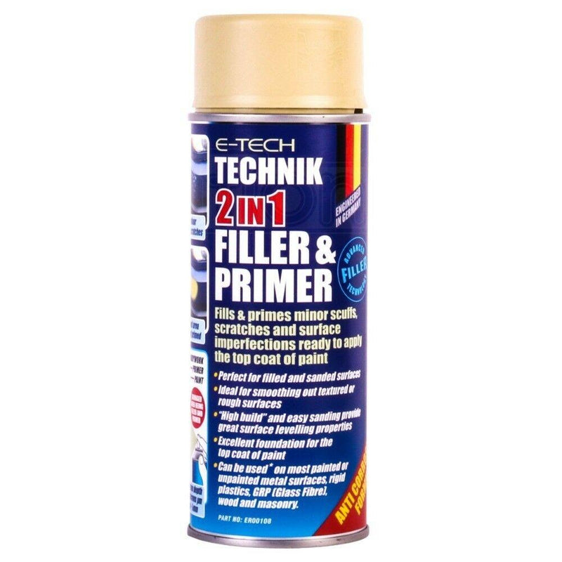 E-Tech Technik 2-in-1 Filler & Primer Car Body Repair Paint Undercoat 400ml Can E-Tech - Dynamic Drive