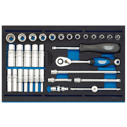 Draper Socket Set in 1/4 Drawer EVA Insert Tray, 1/4"(32 Piece) 63532 Draper - Dynamic Drive
