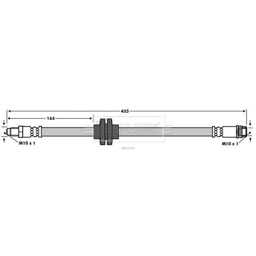 Borg & Beck Brake Hydraulic Hose Line Front Right BBH7672