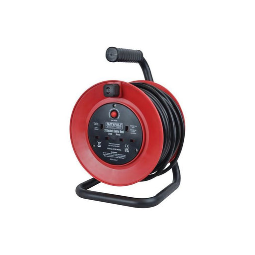 Faithfull Power Plus Open Drum Cable Reel 240V 13A 2-Socket 25m Faithfull Power Plus - Dynamic Drive