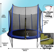 Dellonda 10ft Heavy-Duty Outdoor Trampoline with Safety Enclosure Net Dellonda  - Dynamic Drive