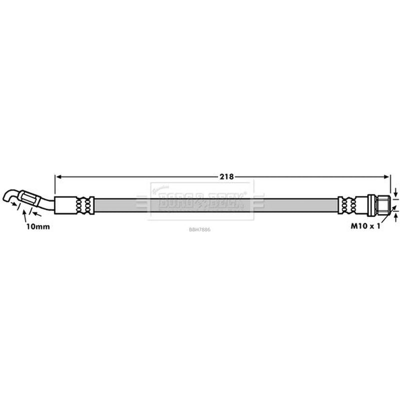 Borg & Beck Brake Hydraulic Hose Line Rear Right BBH7886