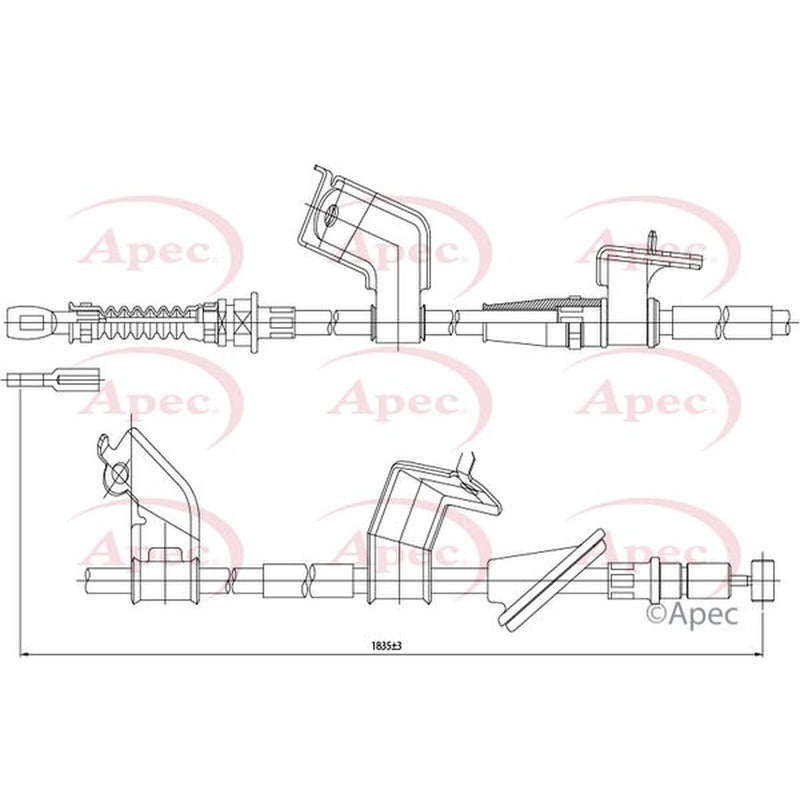 Apec Handbrake Cable Left Rear fits Honda Civic VII 2000-2005 1.4 1.6 1.7 2.0