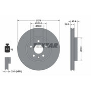 Textar 2 x Vented Front Brake Discs 92277103-x2