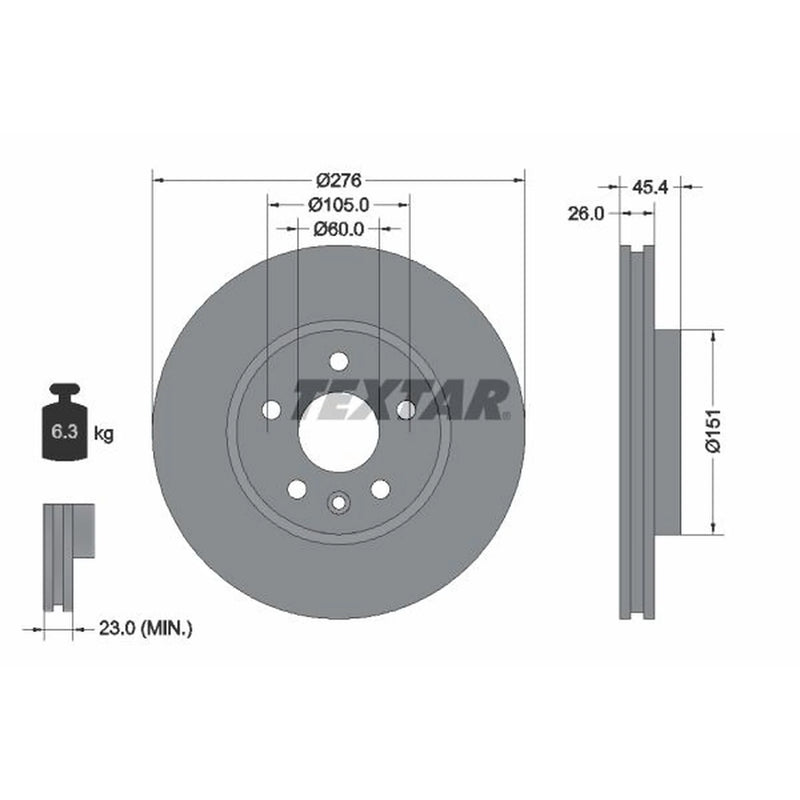 Textar 2 x Vented Front Brake Discs 92277103-x2