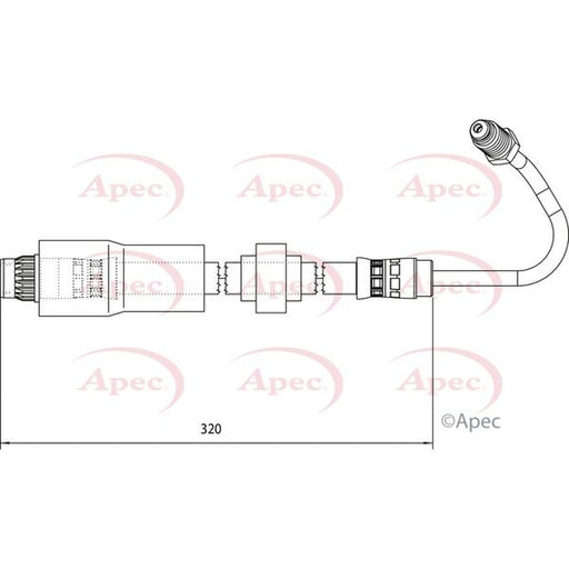 Apec Brake Hydraulic Hose Line Rear Right fits Renault Kangoo 2001 on 1.6 1.9