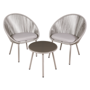 Dellonda Como 3 Piece Steel Bistro Set with Tempered Glass Top Dellonda  - Dynamic Drive
