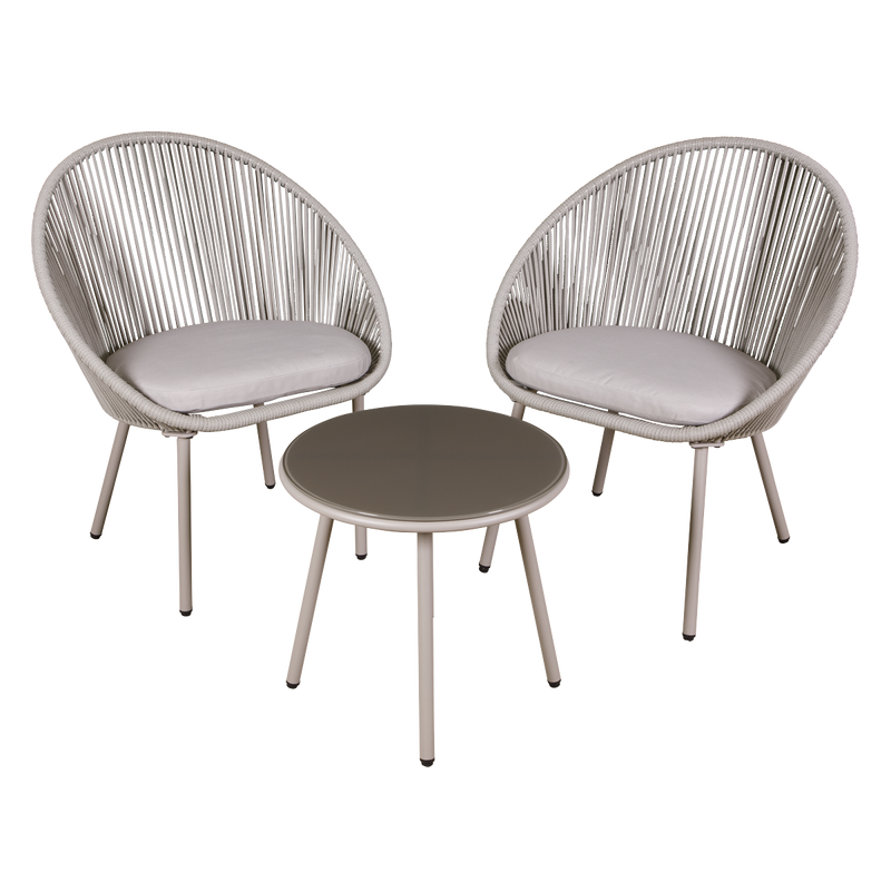 Dellonda Como 3 Piece Steel Bistro Set with Tempered Glass Top Dellonda  - Dynamic Drive