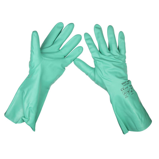 Sealey Nitrile Gauntlets for use with Thinners 355mm Cuffed Pair SSP34 Sealey - Dynamic Drive