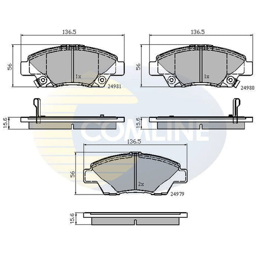 Comline 4 x Front Brake Pad Set fits Honda Civic VIII 2006-2012 1.3