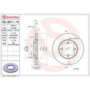 Brembo 2 x Internally Vented Brake Discs fits Rover 600 I 1993-1999