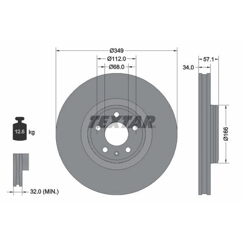 Textar 2 x Vented Front Brake Discs 92289305-x2