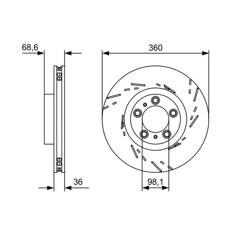 Bosch 2 x Vented Brake Discs fits Porsche Panamera 2009-2016 3.0 3.6 4.8