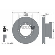 Textar 2 x Internally Vented Brake Discs 93276600