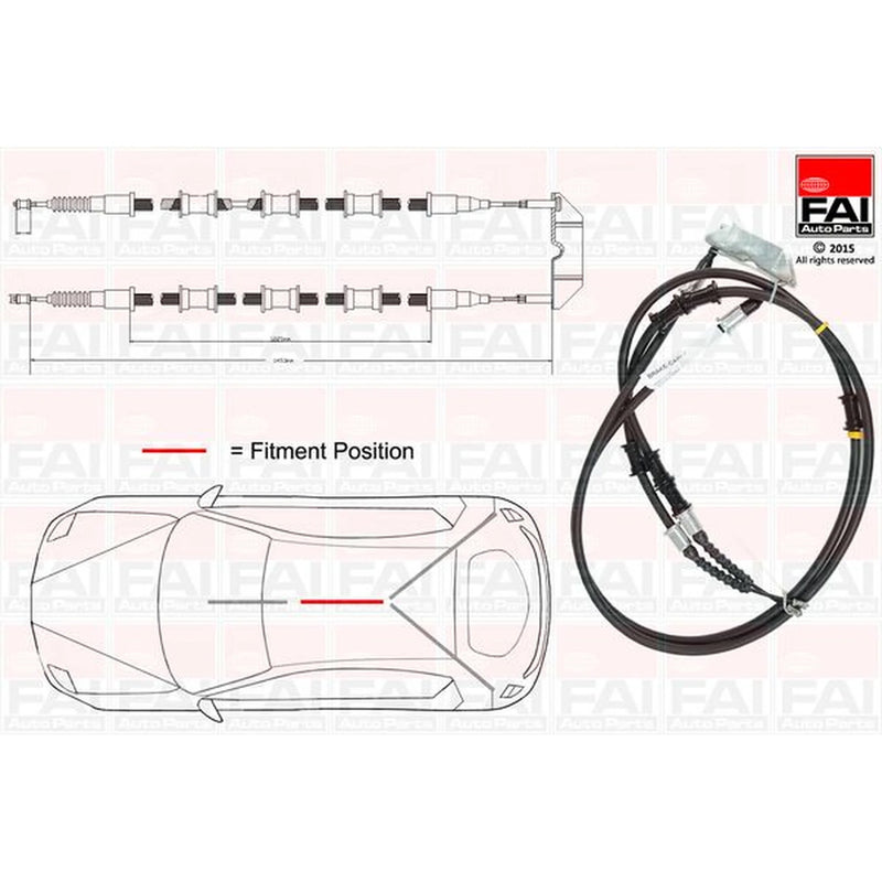 FAI Handbrake Cable Centre fits Opel Vectra B 1995-2003 1.6 1.8 2.0 2.2 2.5 2.6