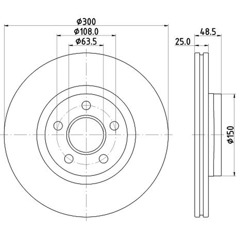 DON 2 x Vented Front Brake Discs PCD21802-x2