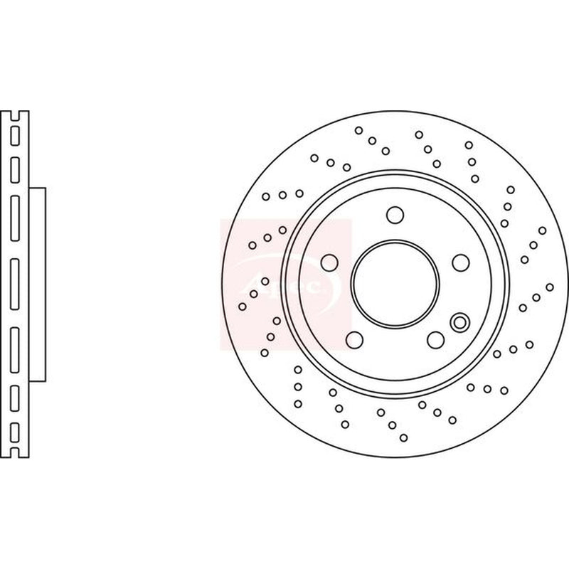 Apec 2 x Perforated/Vented Brake Discs fits Mercedes-Benz A-Class 1999-2004