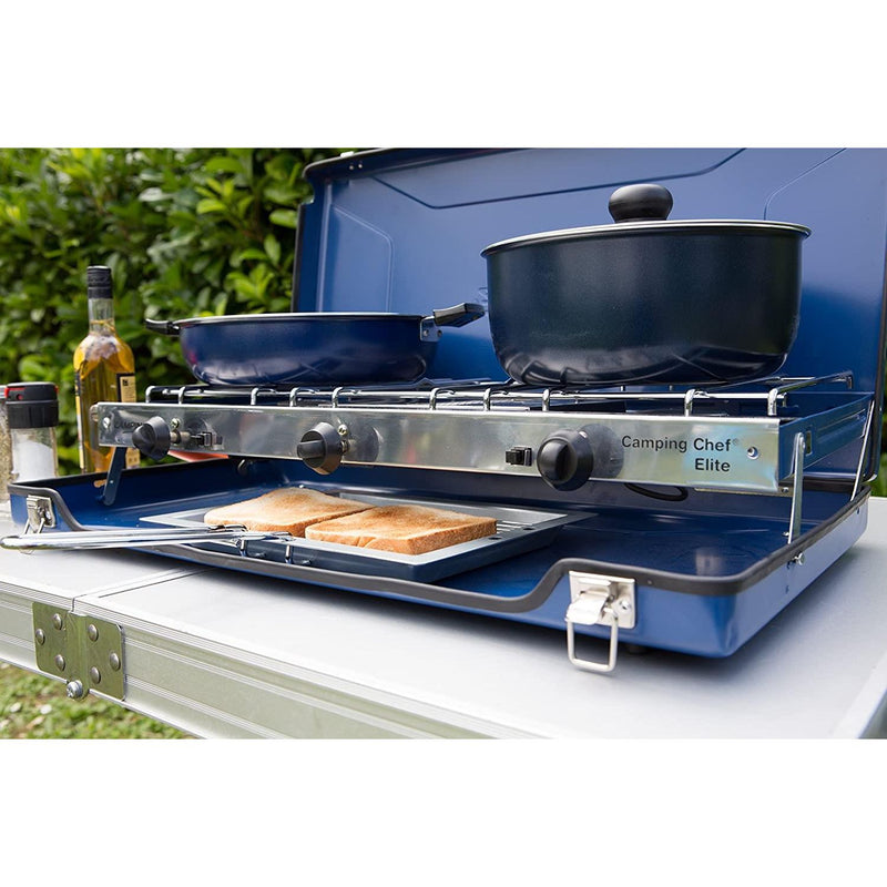 Campingaz Camping Chef Stove Folding Double Burner With Grill Campingaz  - Dynamic Drive