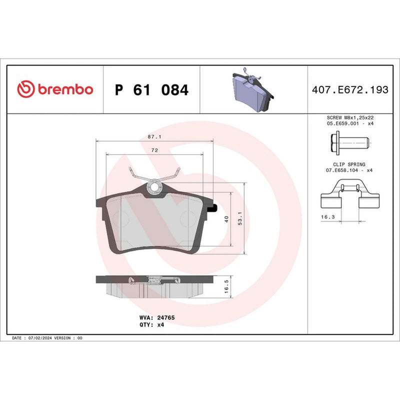Brembo Front & Rear Brake Discs & Pads fits Citroën C4 II 2009-2016 1.6
