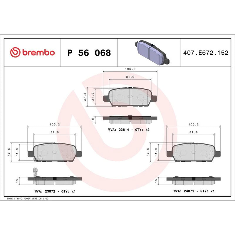 Brembo Front & Rear Pads fits Nissan Murano II 2007-2014 2.5 3.5