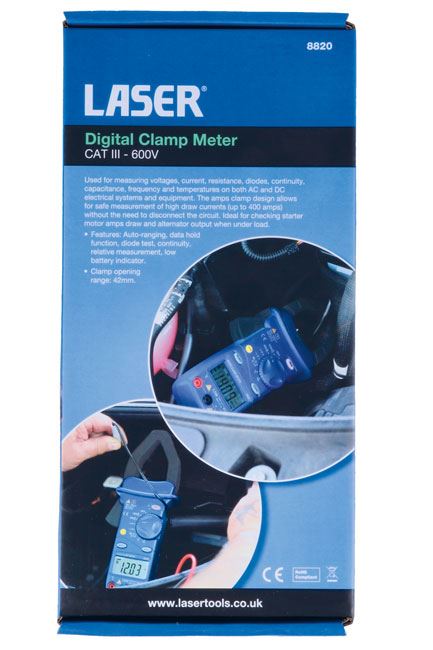 Laser Digital Clamp Meter CAT III - 600V Laser - Dynamic Drive