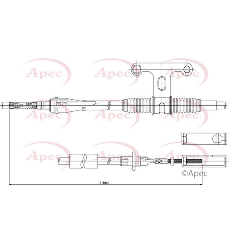 Apec Handbrake Cable Left Rear fits Kia Sedona 2001-2006 2.5 2.9
