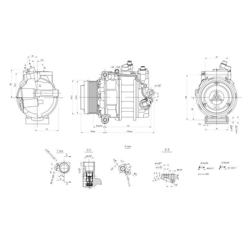 Hella Air Conditioning Compressor fits Mercedes-Benz C-Class 2005-2007 203.020
