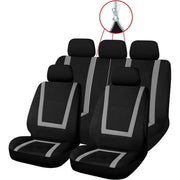 Sakura Greenwich Grey and Black Full Front Rear Seat Covers Set Sakura - NN4 Online