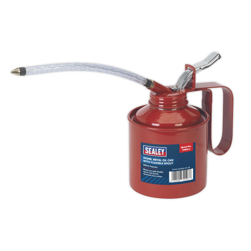 Sealey Metal Oil Can Flexible Spout 500ml TP05 Sealey - Dynamic Drive