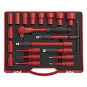 Sealey Insulated Socket Set 20pc 1/2"Sq Drive WallDrive VDE Approved AK7941 Sealey - Dynamic Drive