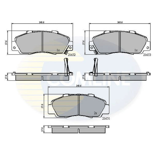 Comline 4 x Front Brake Pad Set fits Acura Legend II 1991-1996 3.2