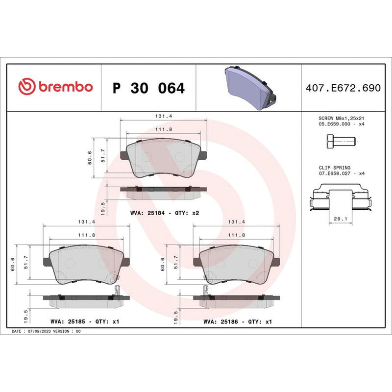 Brembo 4 x Front Brake Pad Set fits Kia Venga 2010-2019 1.4 1.6