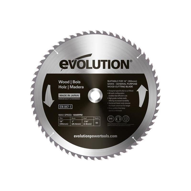 Evolution Wood Cutting Circular Saw Blade 355 x 2.8 x 25.4mm x 60T Evolution - NN4 Online