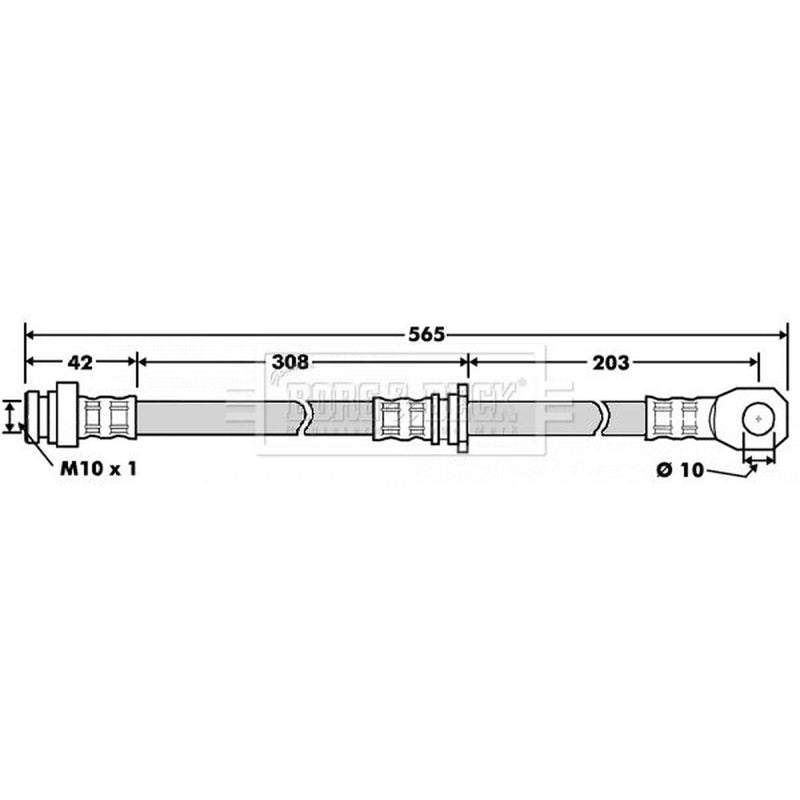 Borg & Beck Brake Hydraulic Hose Line Rear Right BBH7504
