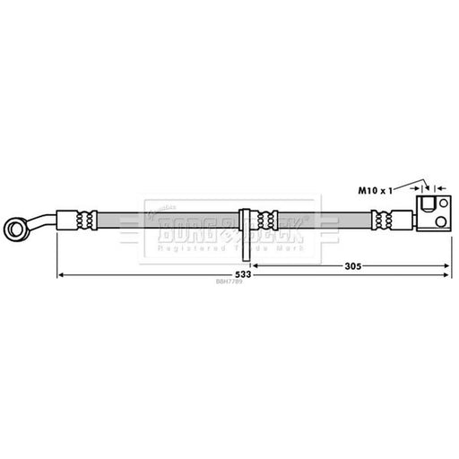 Borg & Beck Brake Hydraulic Hose Line Front Right BBH7789
