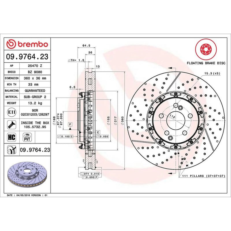 Brembo Front Aluminium Brake Disc Hub & Rear Aluminium Br fits Mercedes-Benz Slk