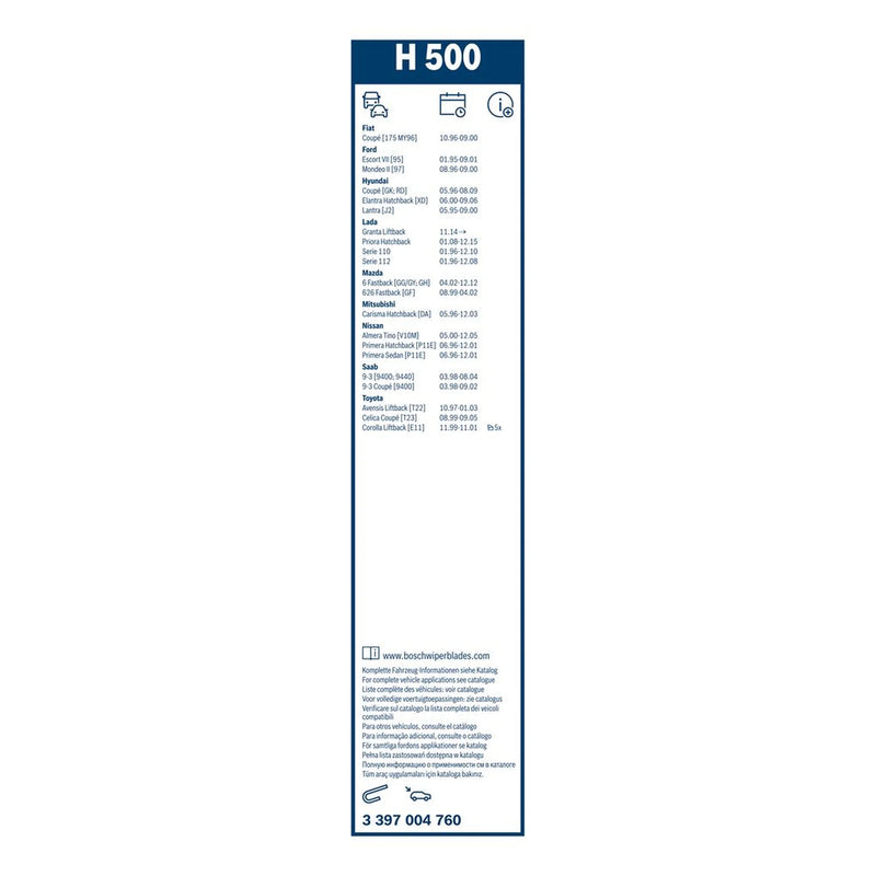Bosch Wiper Wiper Blade 500mm — H500 fits Audi 100 C3 1982-1990