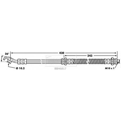 Borg & Beck Brake Hydraulic Hose Line Front Right BBH6817