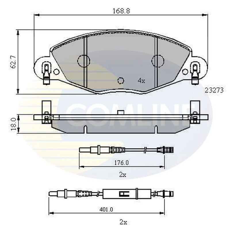 Comline 4 x Front Brake Pad Set fits Audi A7 2014-2018