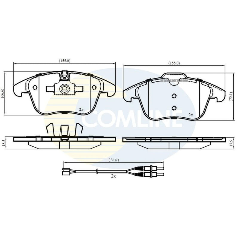 Comline 4 x Front Brake Pad Set fits Citroën C5 II 2004-2008 2.0