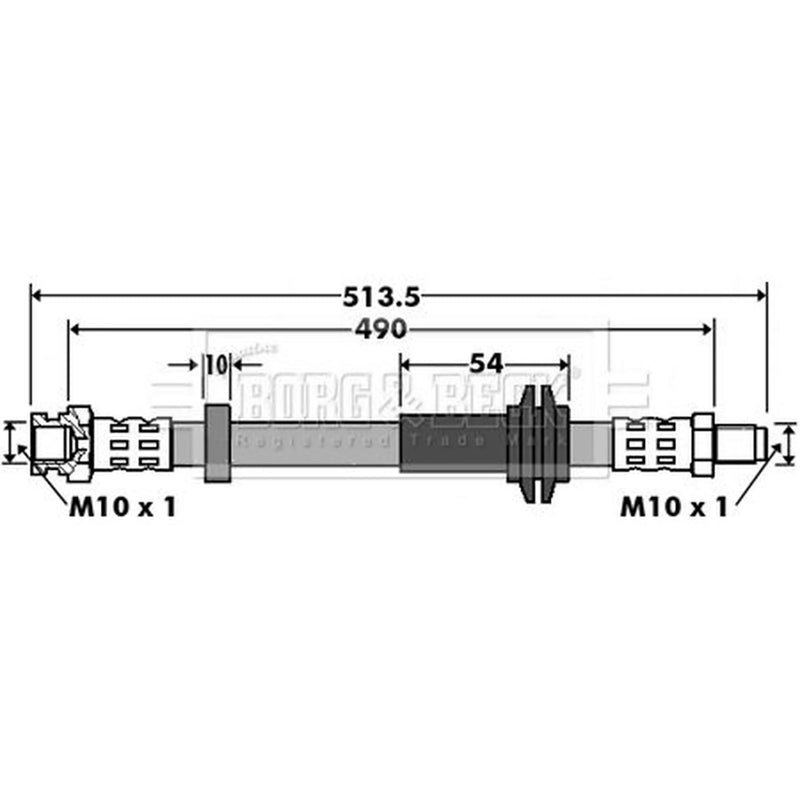 Borg & Beck Brake Hydraulic Hose Line Front Right BBH7423