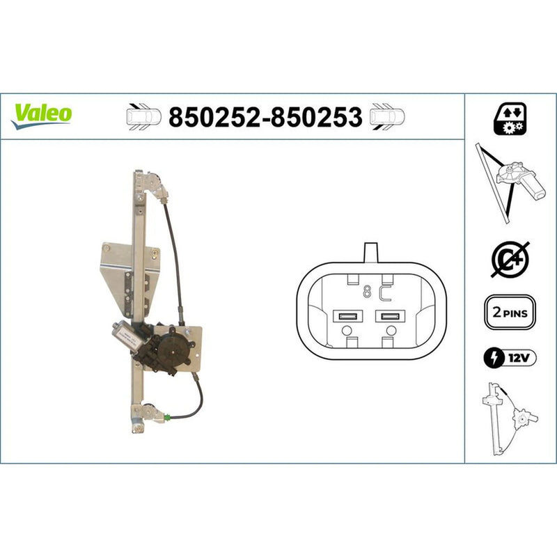 Valeo Electric Window Regulator Lifter Right Rear 850253