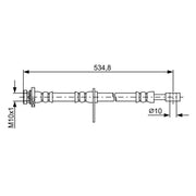 Bosch Brake Hydraulic Hose Line Front Right fits Suzuki Grand Vitara II
